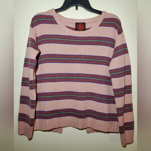 Happy sheep cashmere striped pink sweater open back size s